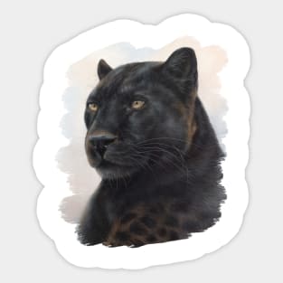 Black Leopard painting Sticker